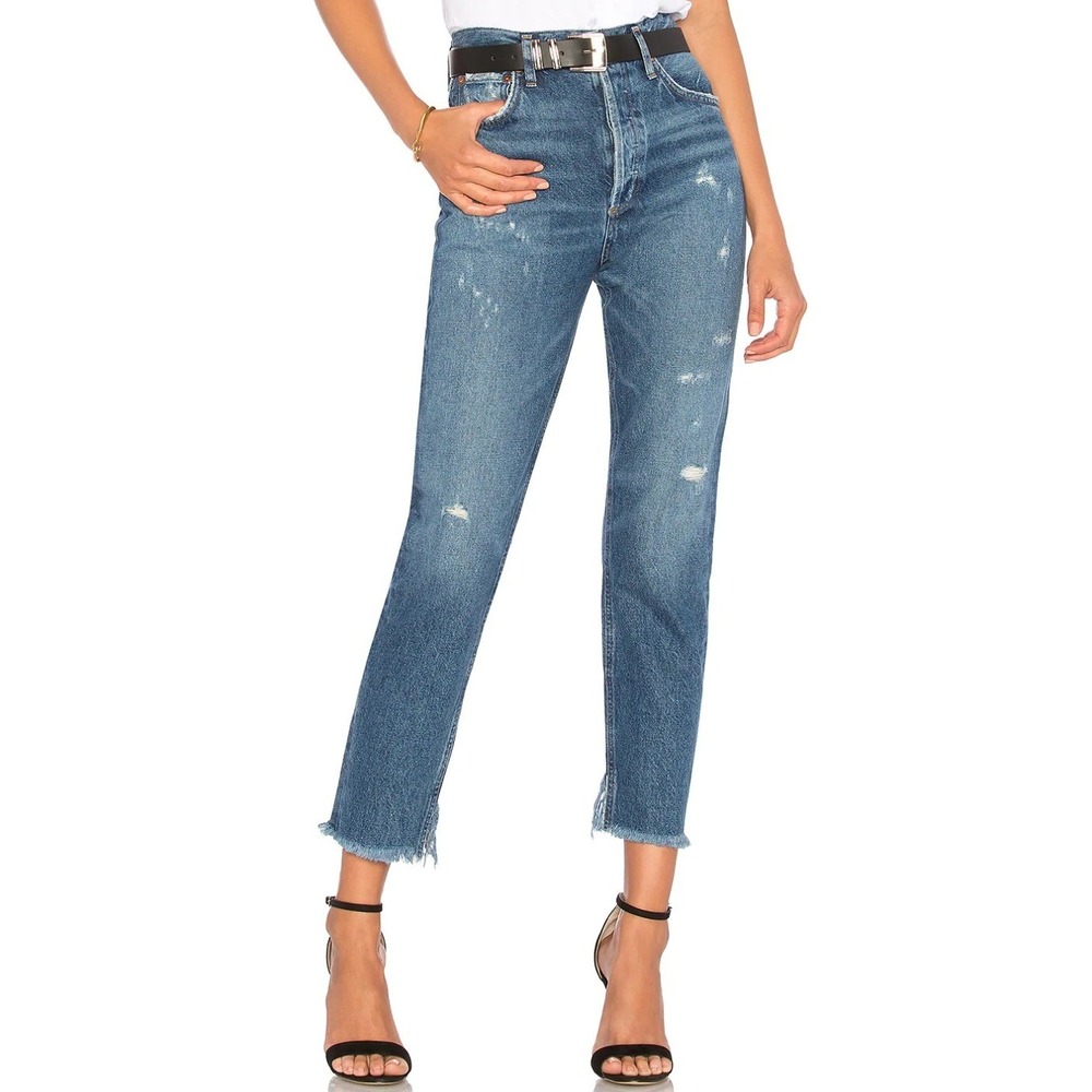 AGOLDE Jamie High Rise Straight‎ Jean Distressed Y2K Ripped Frayed Crop 24